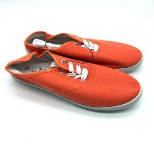 Sh18es Womens Sneakers Canvas Low Top Lace Up Orange Size 10